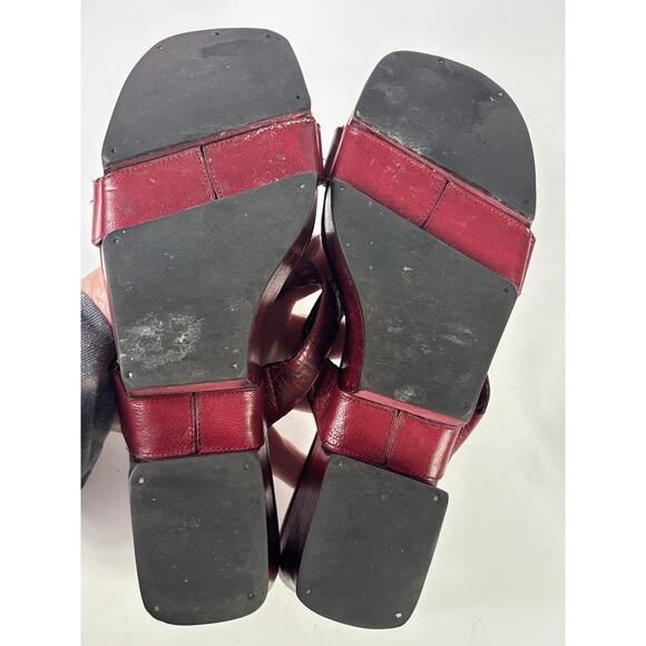 Cole Haan Resort Womens 7 B Red Leather Platform Heel Sandals Y2K Vintage - Picture 9 of 14